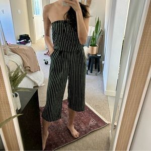 🪴$5/25🪴 don’t ask why x AE Black White Striped Strapless Wide Leg Jumpsuit OS